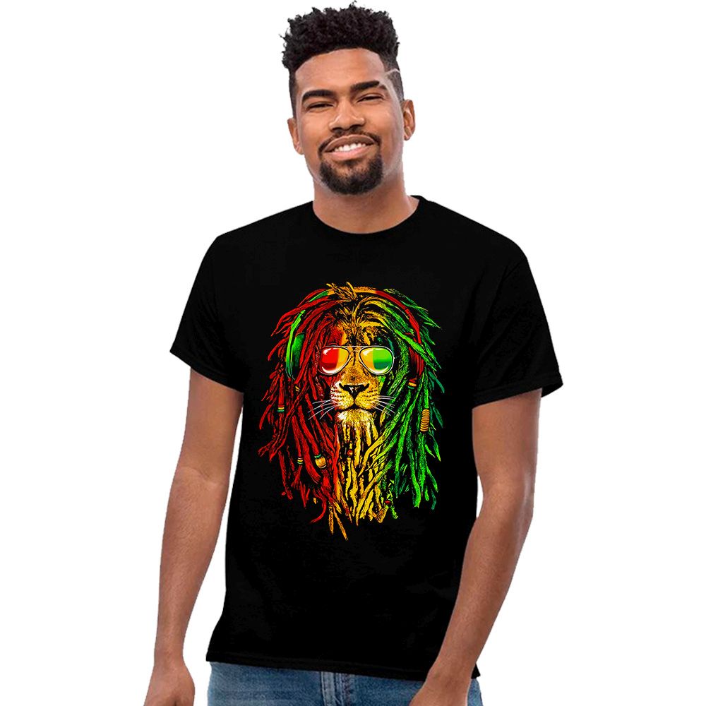 Playera Animales Hombre Leon Rasta con Lentes Diseño 07