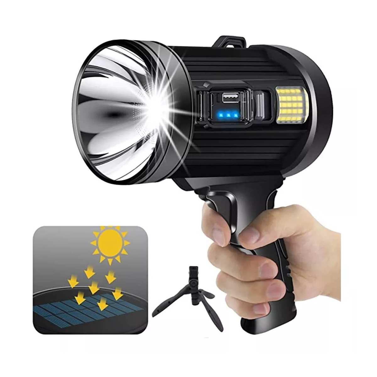 Linterna De Mano Led Potentes Recargable P50 Con Trípode