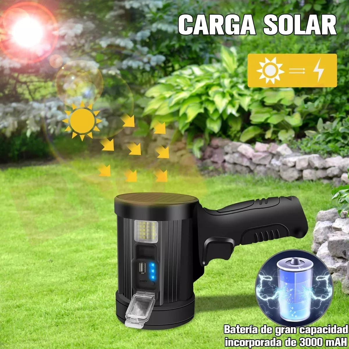 Linterna De Mano Led Potentes Recargable P50 Con Trípode