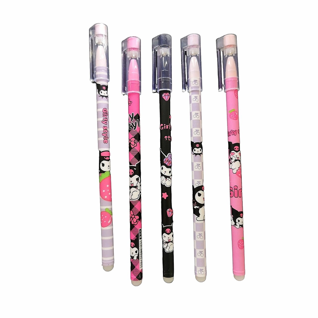 Set de 12 plumas de kuromi Tinta negra de gel 