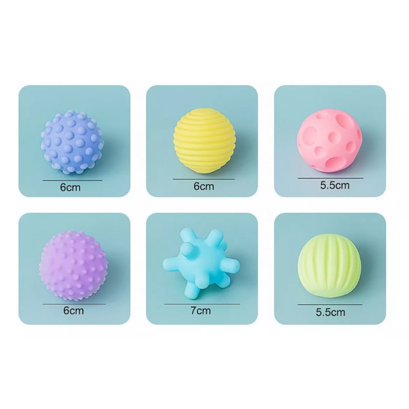 Set 6 Pelotas Sensoriales Didácticas Para Bebé Con Texturas