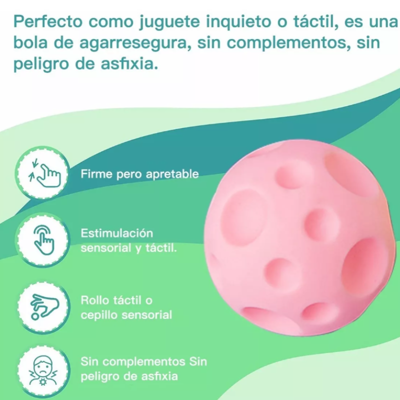 Set 6 Pelotas Sensoriales Didácticas Para Bebé Con Texturas