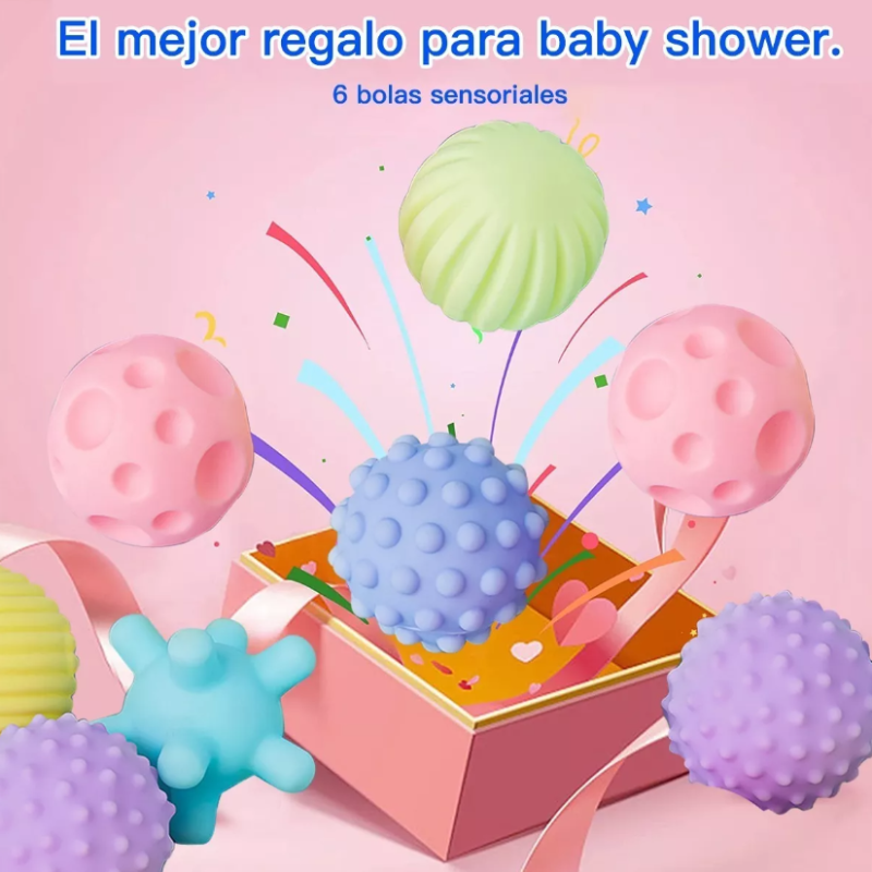 Set 6 Pelotas Sensoriales Didácticas Para Bebé Con Texturas