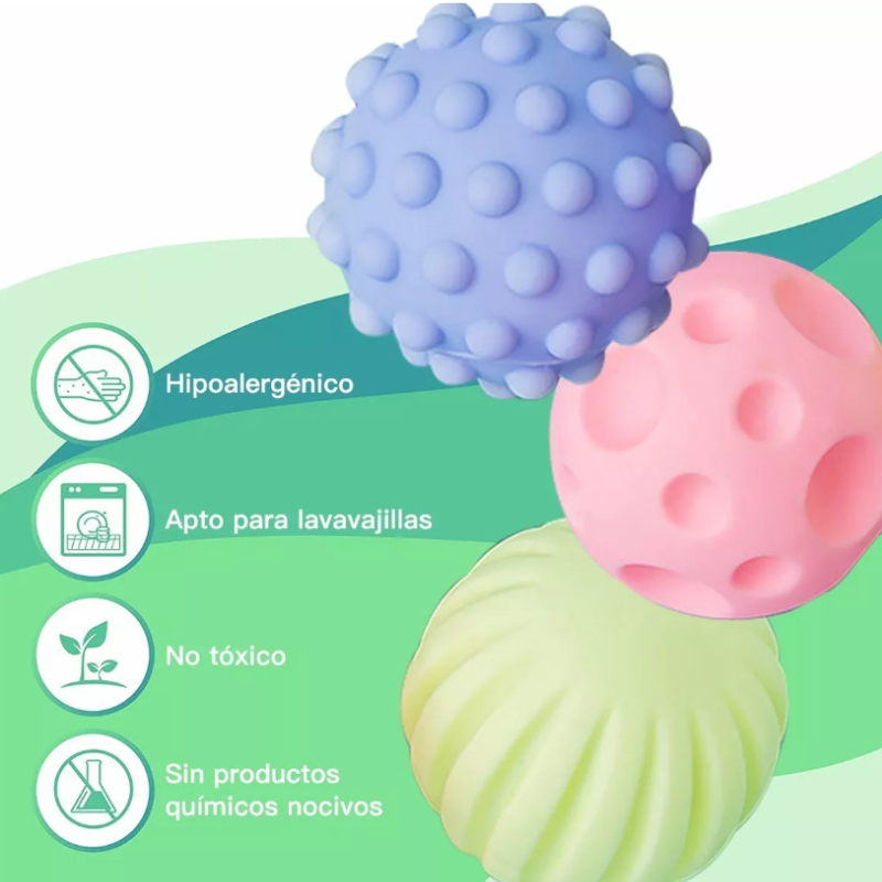Set 6 Pelotas Sensoriales Didácticas Para Bebé Con Texturas