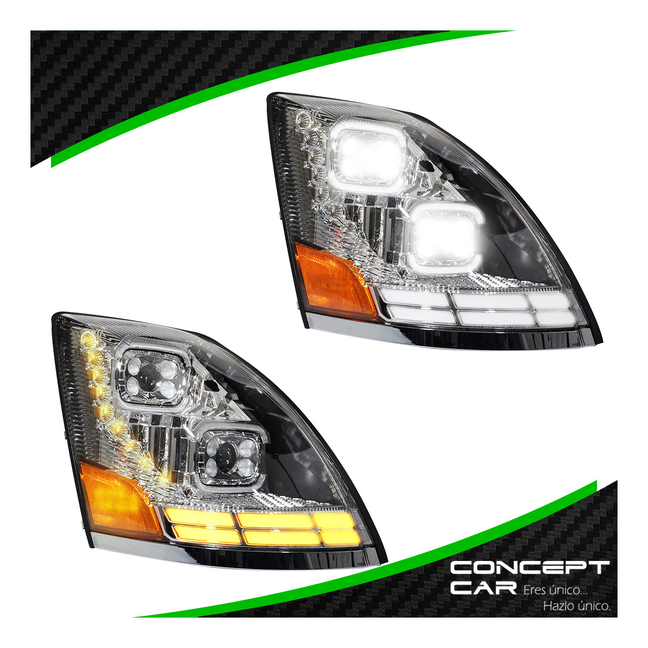 Faro Unidad Volvo Vnl 3g Lupa Led Gel Performance Cromo