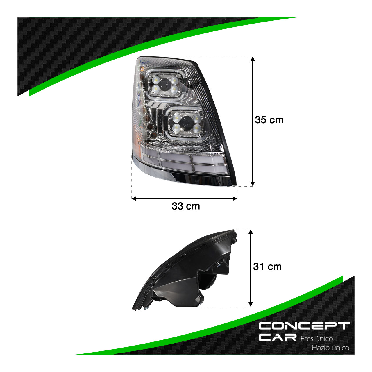 Faro Unidad Volvo Vnl 3g Lupa Led Gel Performance Cromo