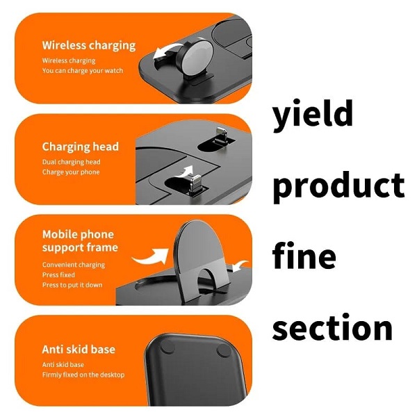 Estación de carga rápida 3 en 1, base de carga inalámbrica plegable  para iPhone 14, 13, 12, 11X8, Apple Watch 8, 7, AirPods Pro