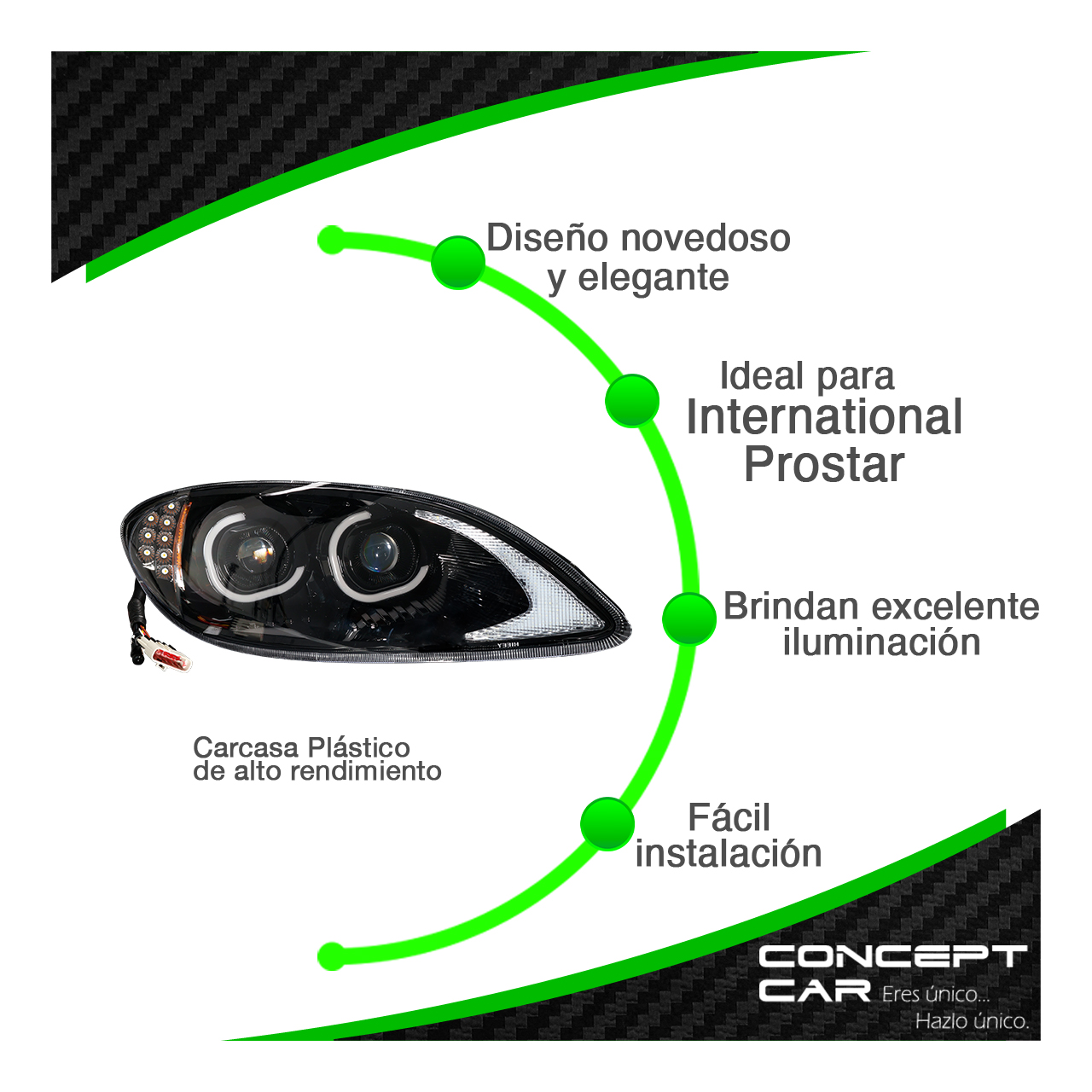 Faro Unidad Principal International Prostar Led Gel Negro