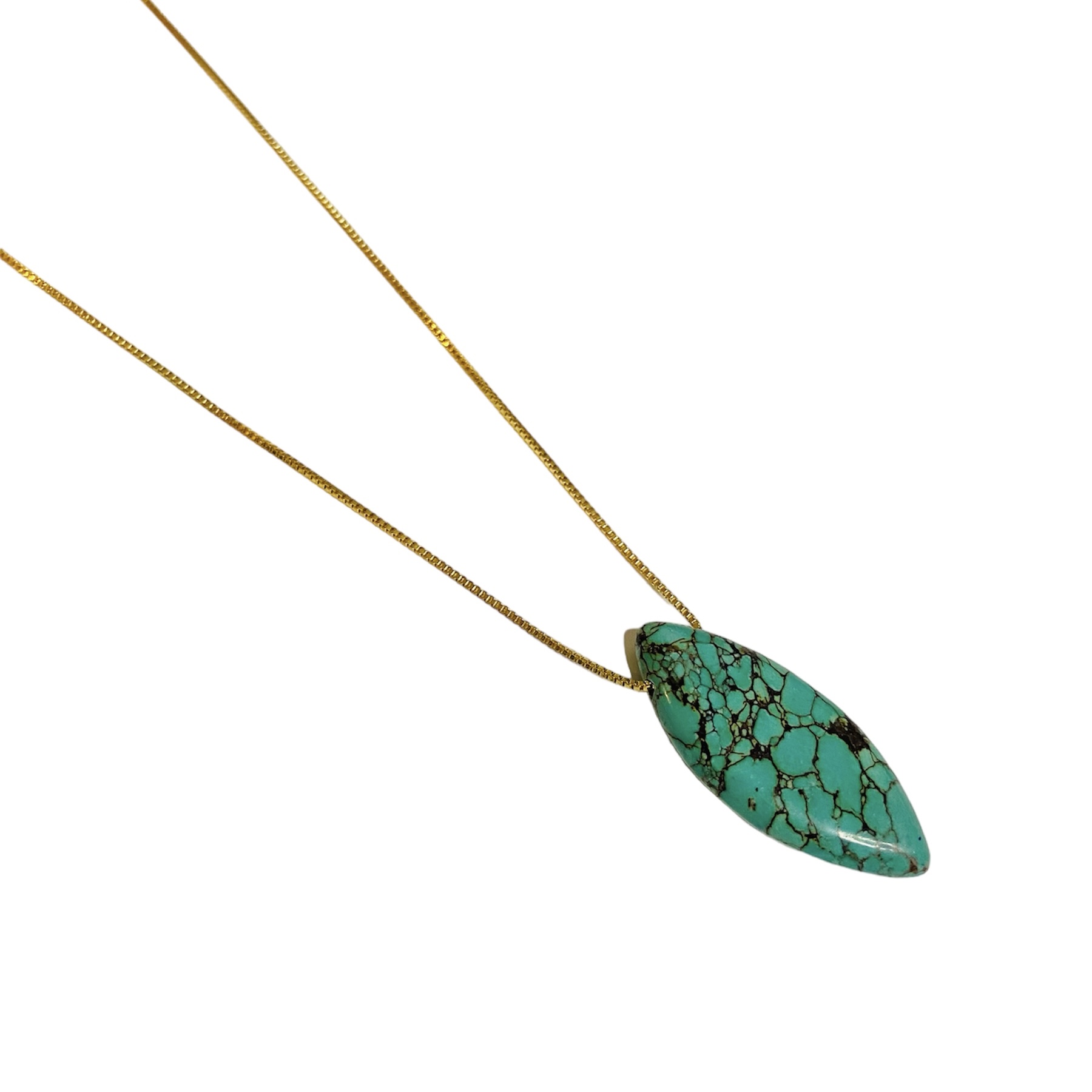 Collar Largo con Piedra Howlita- Baño de oro 18K- Collar dorado- Piedras naturales 