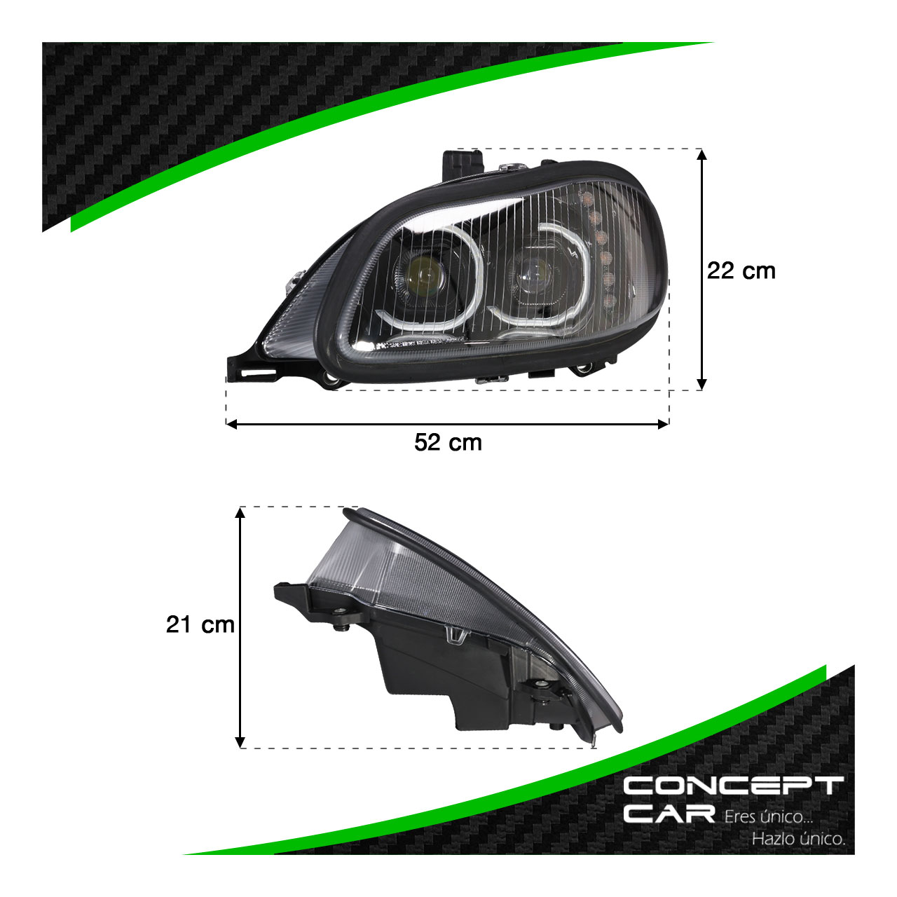 Faro Unidad Freightliner M2 Lupa Led Performance Negro