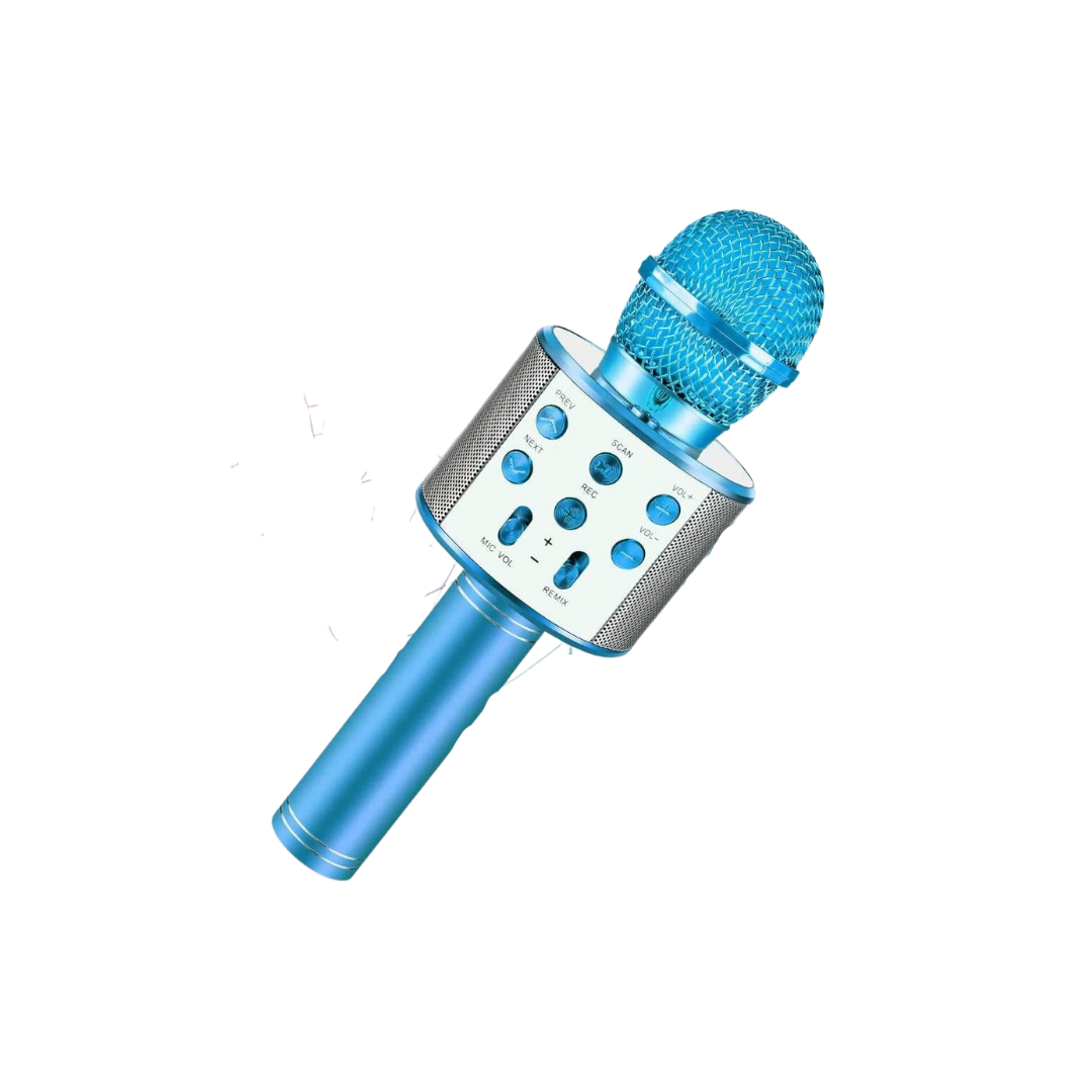 Micrófono Inalámbrico, Portátil Inalámbrica Micrófono y Altavoz del Karaoke con LED para Niños , Micrófono Portátil para Niños