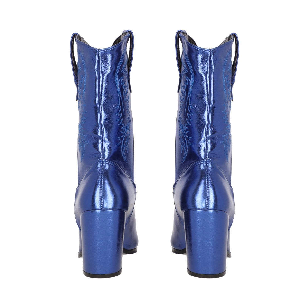 Platonia|Bota Vaquera Bordada Cowboy Metálica Cobalto Montana Cabra De Mujer, Bota Moderna Estilizada Cowboy.