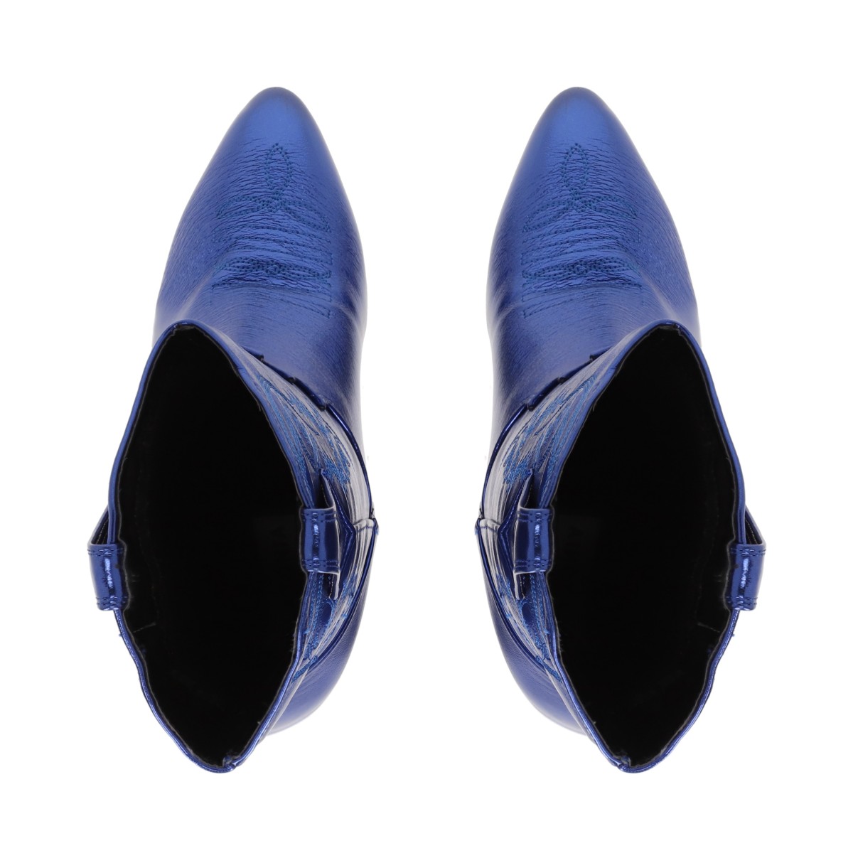 Platonia|Bota Vaquera Bordada Cowboy Metálica Cobalto Montana Cabra De Mujer, Bota Moderna Estilizada Cowboy.