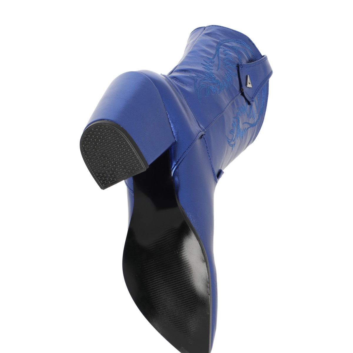 Platonia|Bota Vaquera Bordada Cowboy Metálica Cobalto Montana Cabra De Mujer, Bota Moderna Estilizada Cowboy.