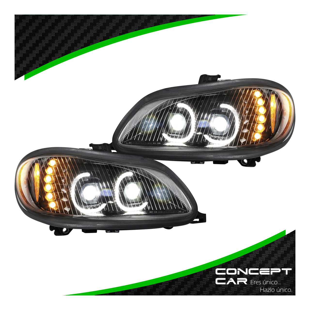 Par Faro Unidad Freightliner M2 Lupa Led Performance Negro