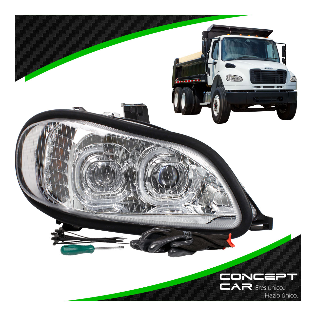 Faro Unidad Principal Freightliner M2 Proyector Led Cromo