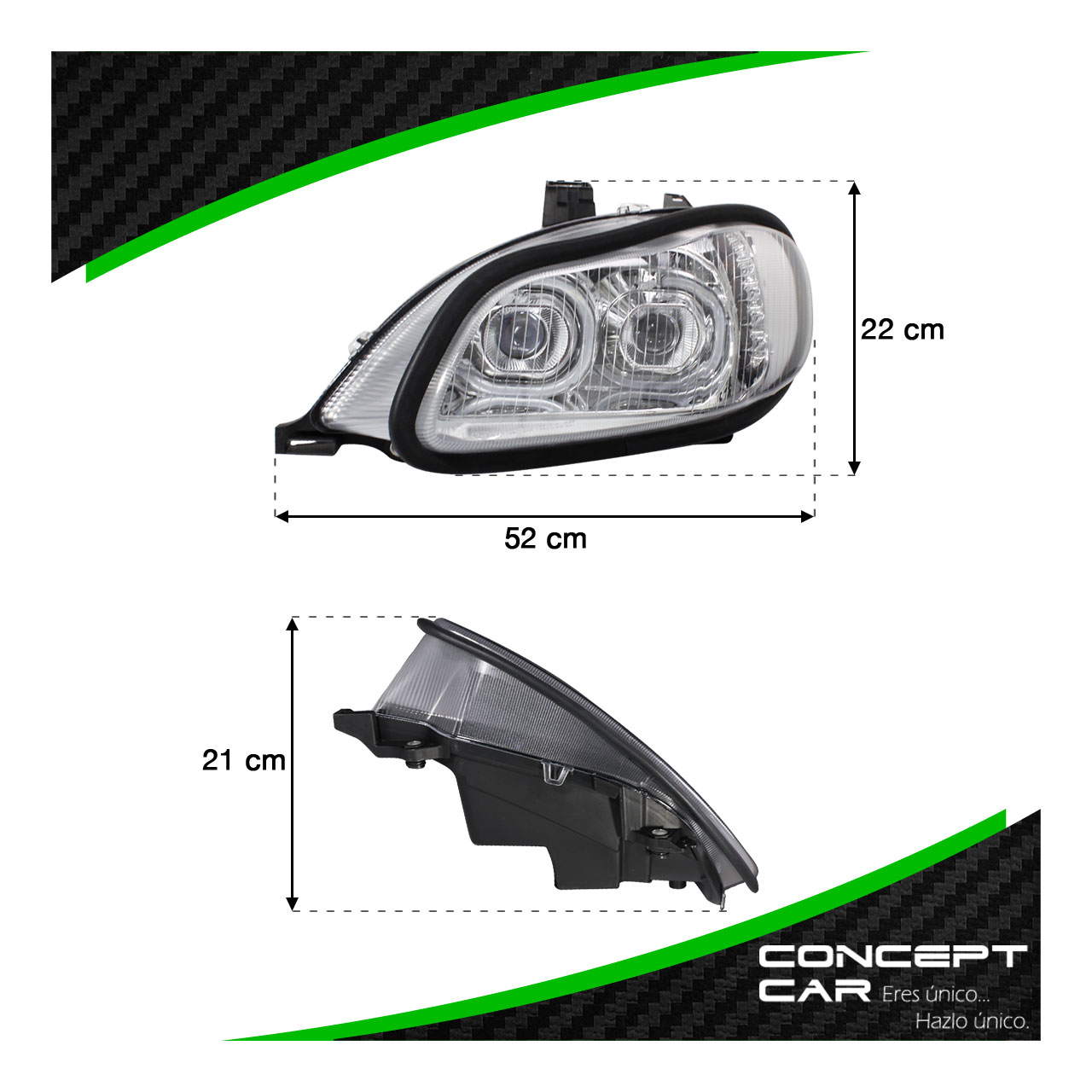 Faro Unidad Principal Freightliner M2 Proyector Led Cromo