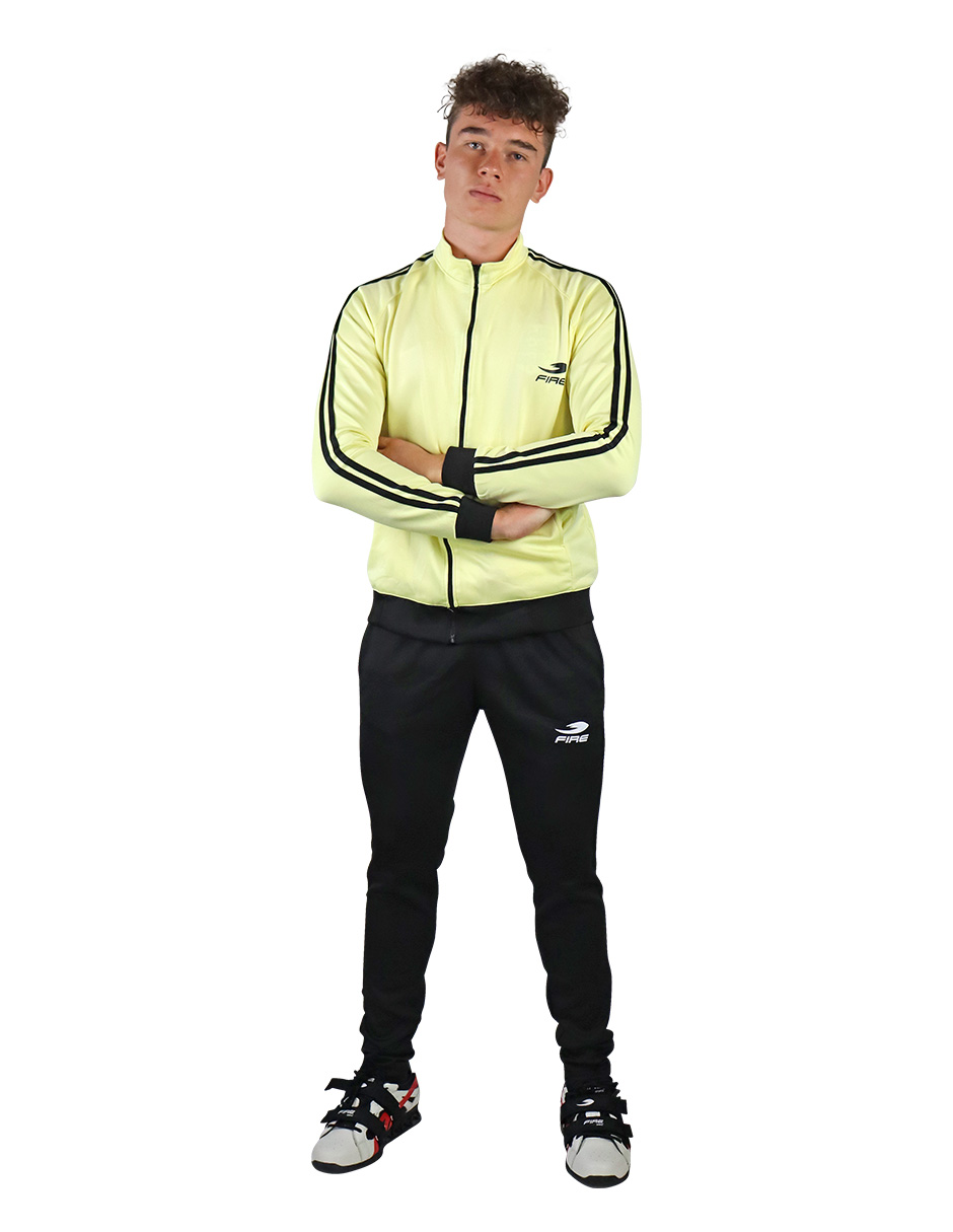 Pants deportivo Fire Sports Varonil M3 2 franjas Color Amarillo-Negro