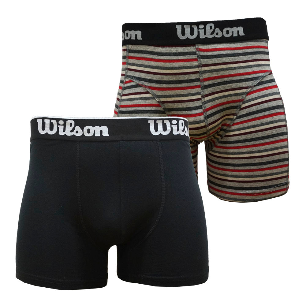 Pack 2 Boxers de Algodón Wilson Colores Liso Negro | Rayado