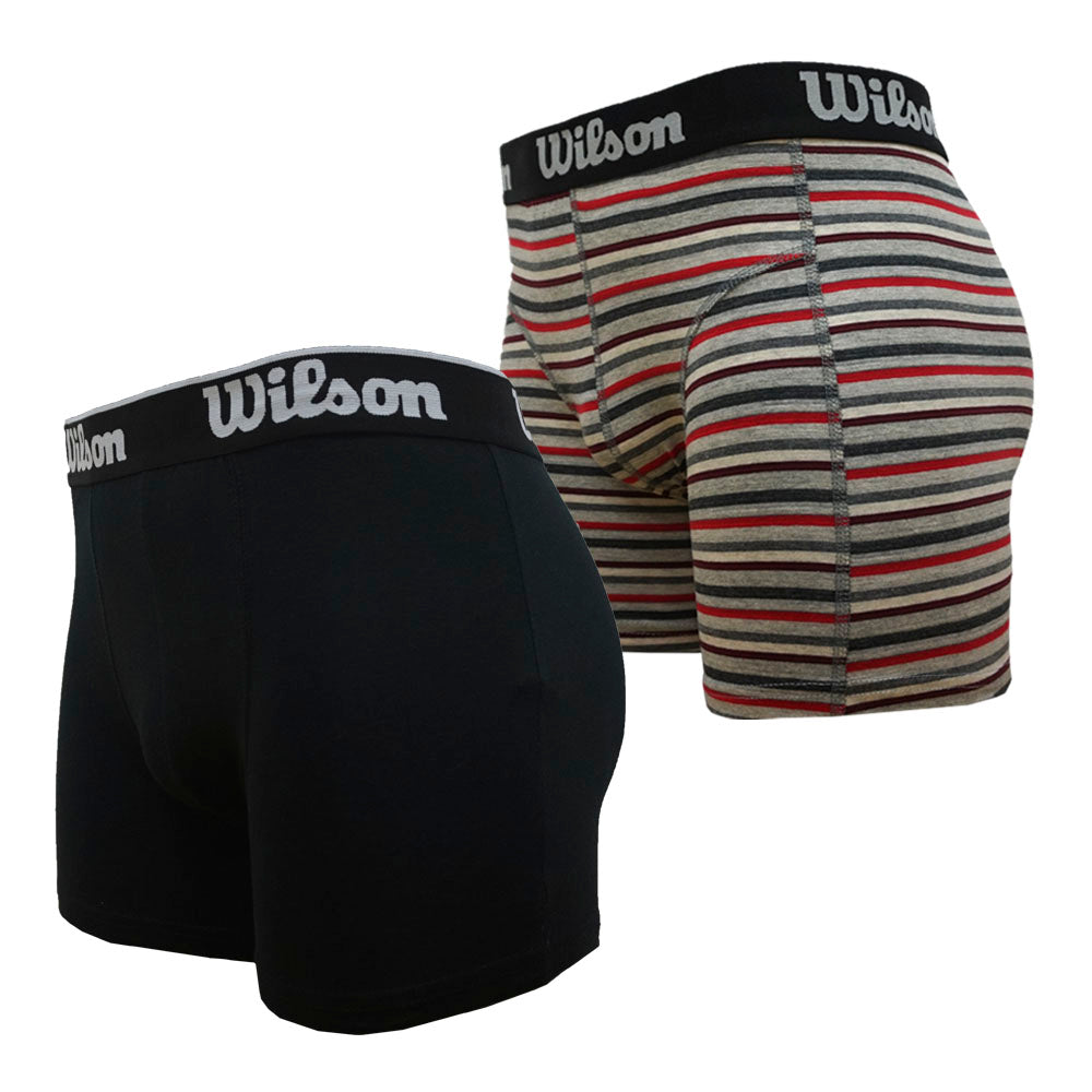 Pack 2 Boxers de Algodón Wilson Colores Liso Negro | Rayado