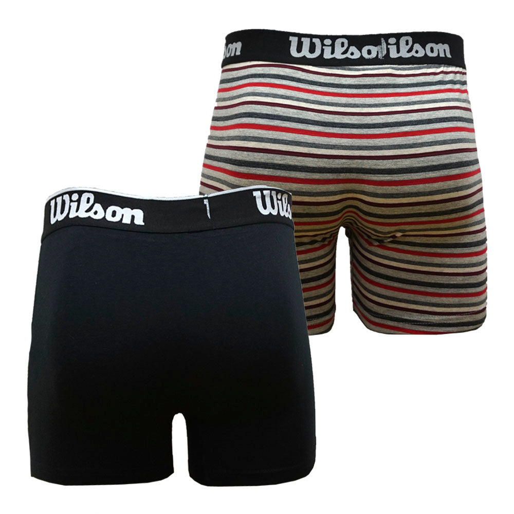Pack 2 Boxers de Algodón Wilson Colores Liso Negro | Rayado