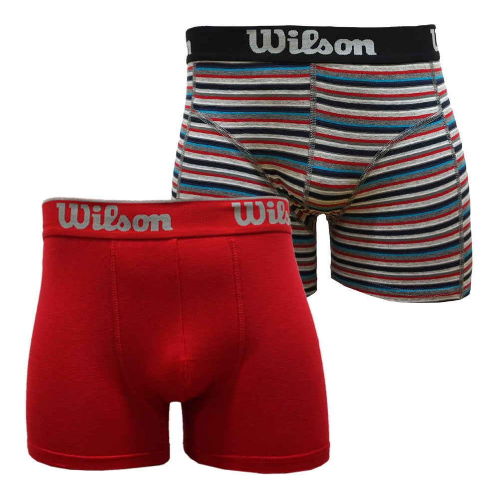 Pack 2 Boxers de Algodón Wilson Colores Liso Rojo | Rayado