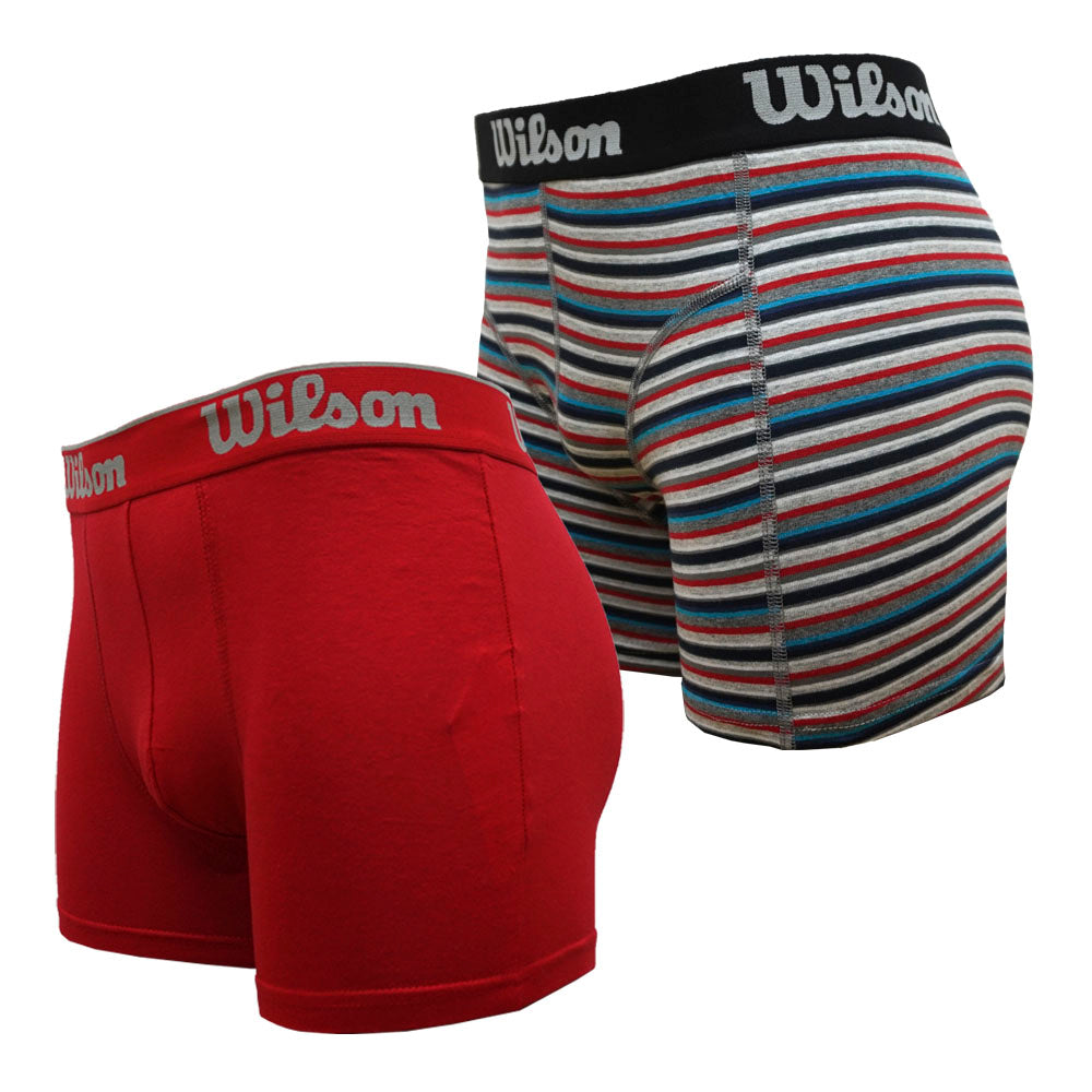 Pack 2 Boxers de Algodón Wilson Colores Liso Rojo | Rayado