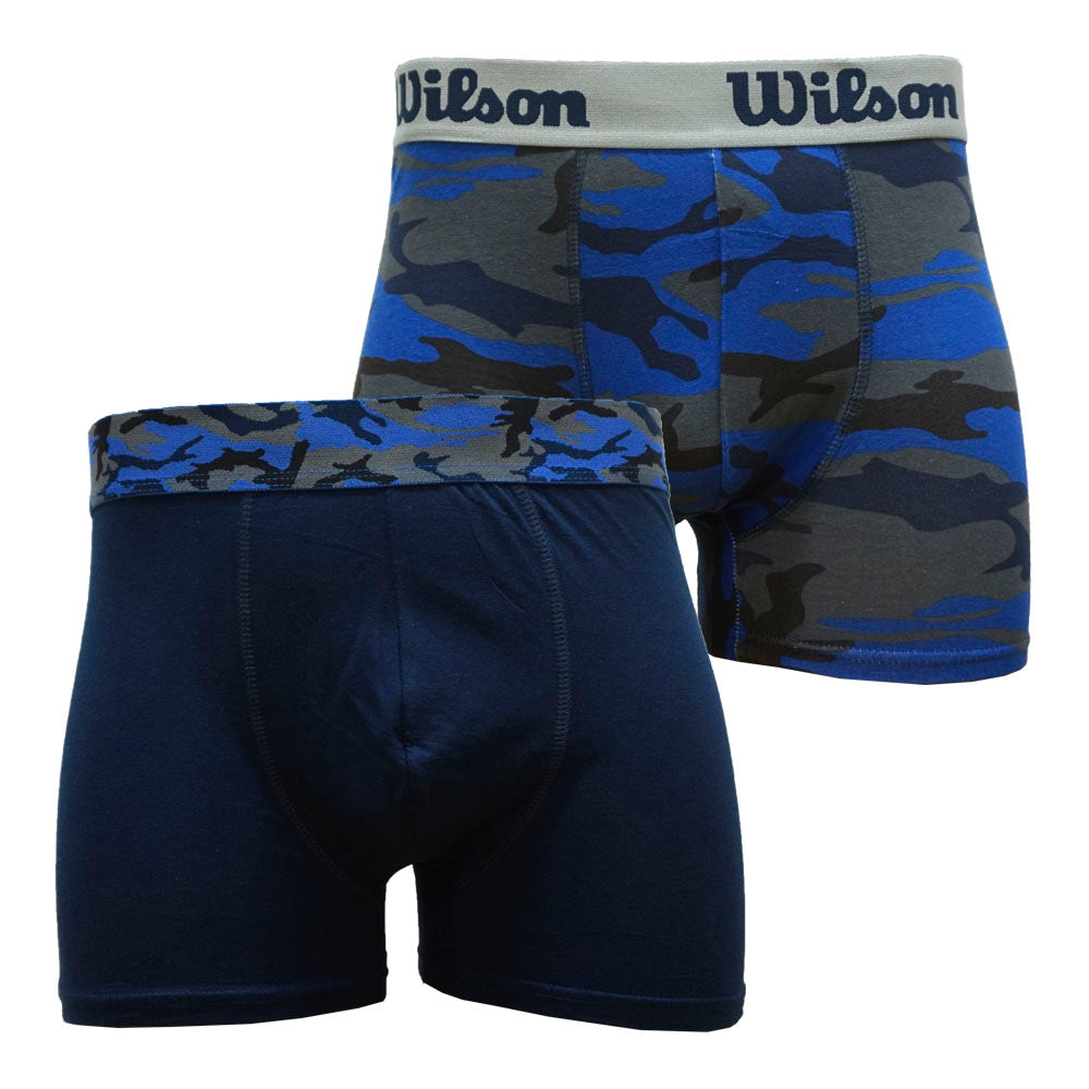 Pack 2 Boxers de Algodón Wilson Con Estampado Color Azul Marino y Camuflaje