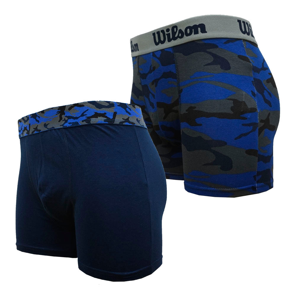 Pack 2 Boxers de Algodón Wilson Con Estampado Color Azul Marino y Camuflaje
