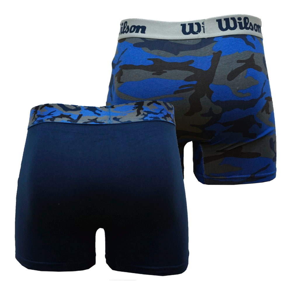 Pack 2 Boxers de Algodón Wilson Con Estampado Color Azul Marino y Camuflaje