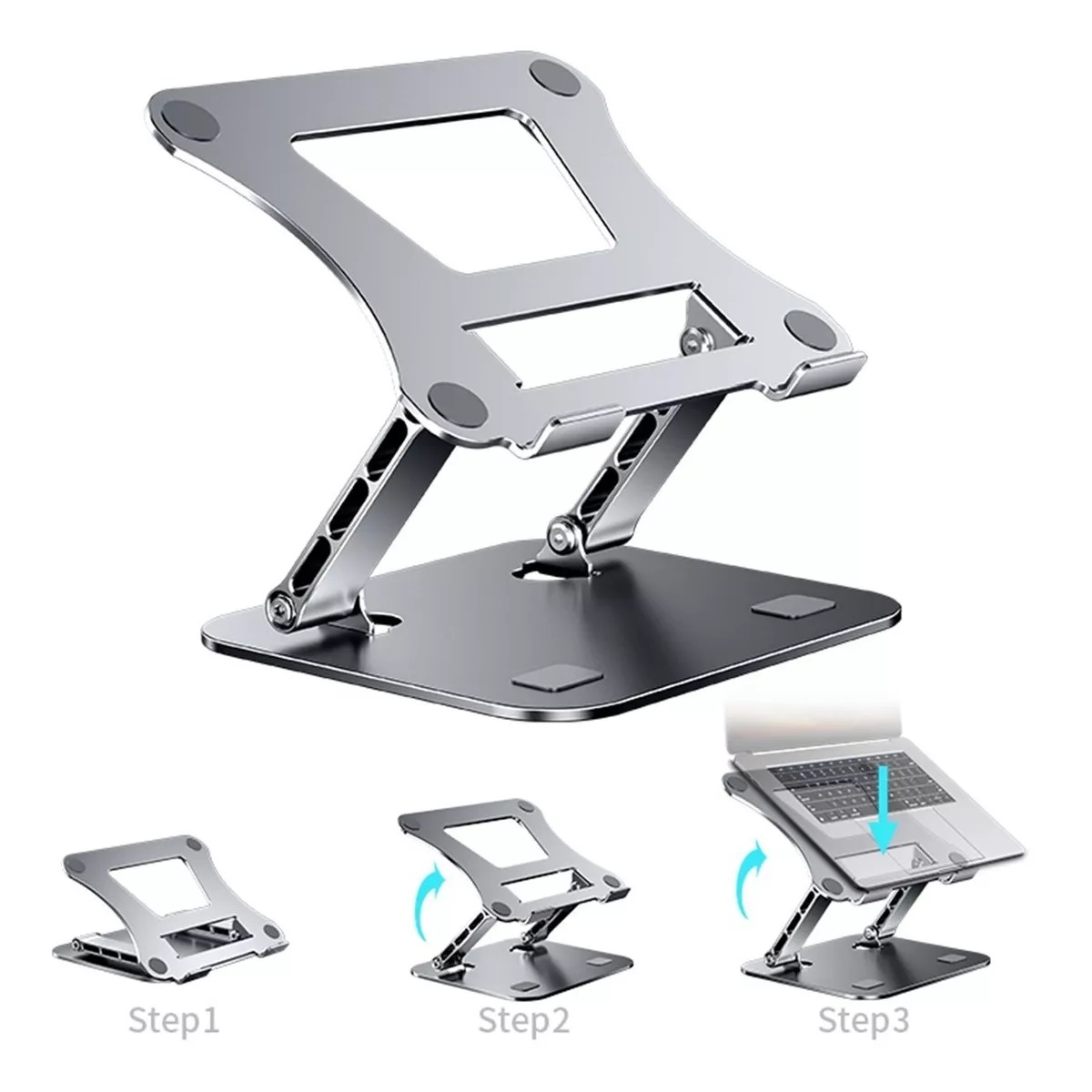 Base Soporte Para Laptop Tableta Portátil Ajustable Plegable Plata