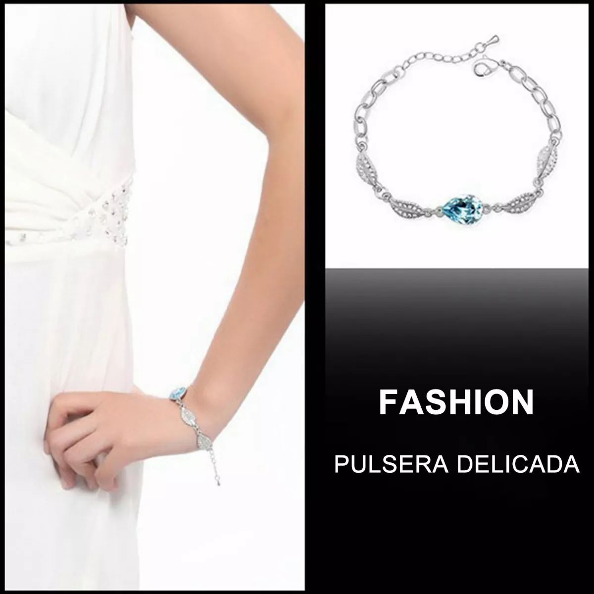 Conjunto De Joyas Para Mujer Collar Y Aretes Y Pulsera Plata Azul