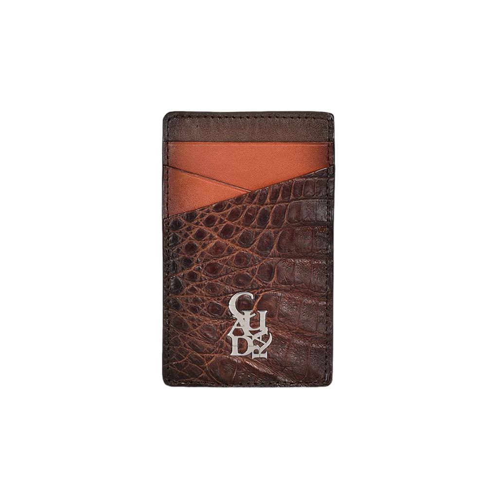 Tarjetero Cuadra en piel genuina de fuscus para Caballero 