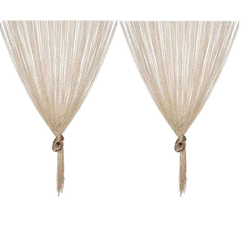 Cortinas De Hilo Decorativas Con Flecos Puerta Brillante 2p 