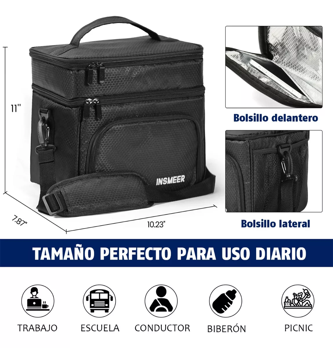 Bolsa Termica Para Hombre Lonchera Térmica Para Trabajo Negro
