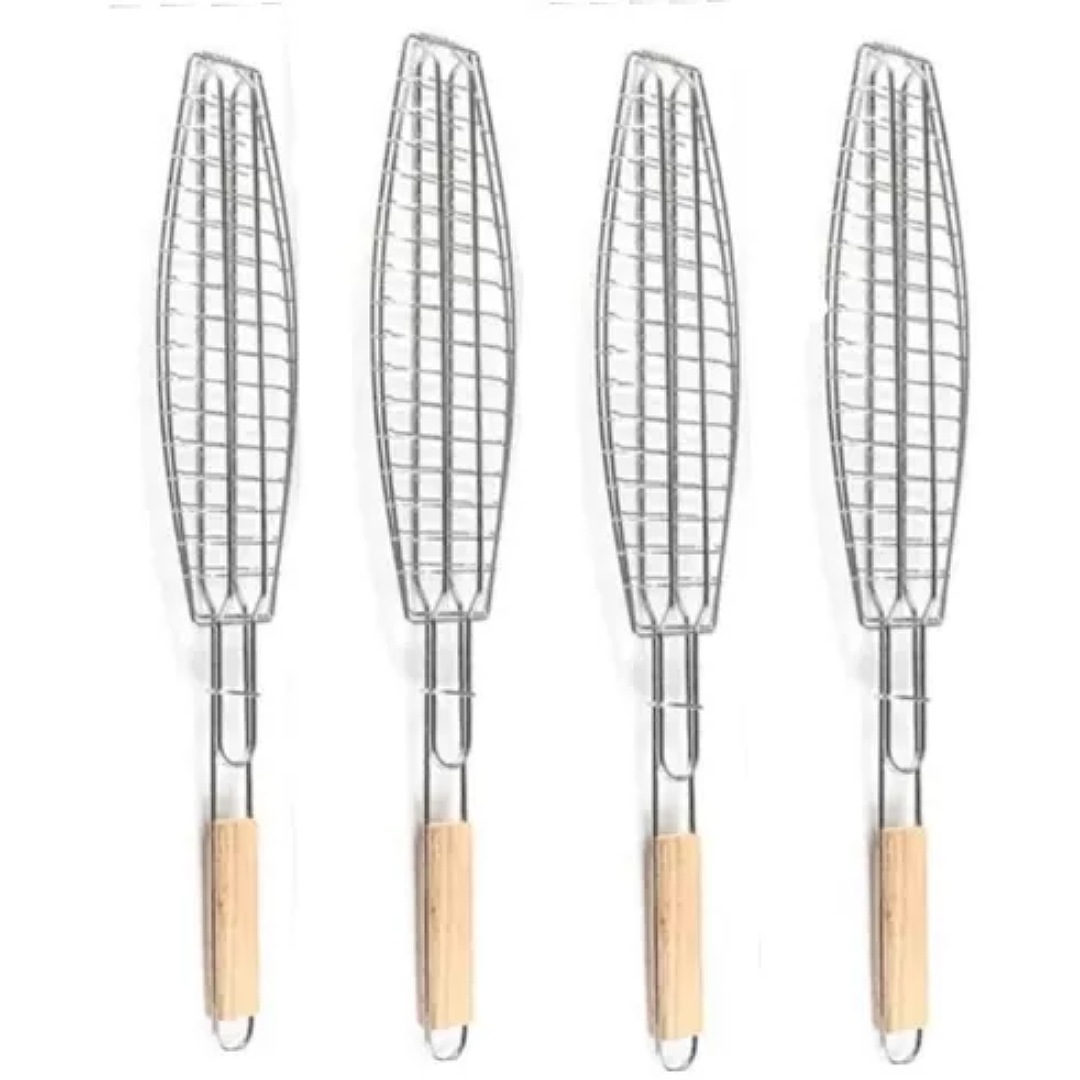 4 Pzas. Med. Rejilla Parrilla Pescado Zarandeado Carbón.