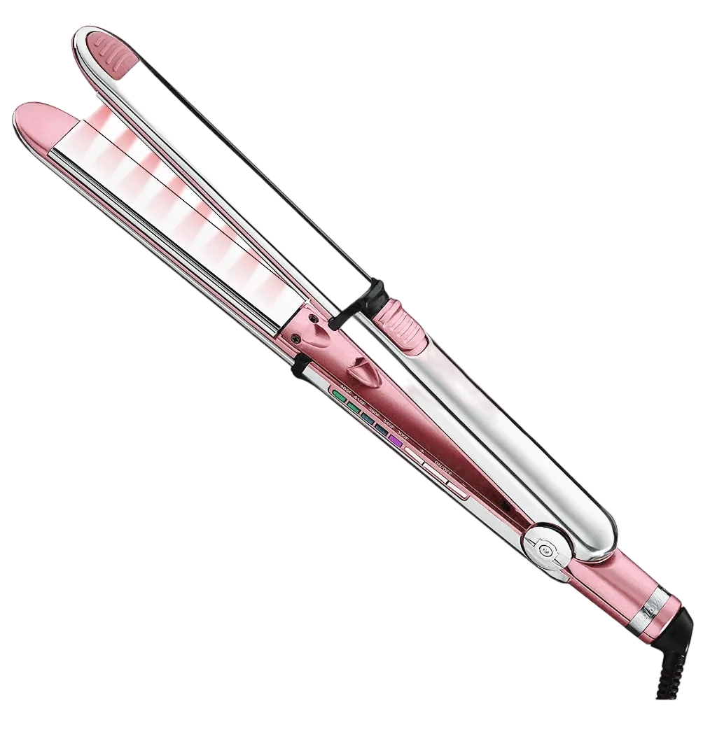 Plancha De Cabello Profesional Con Guantes Y 6 Clips Rosa