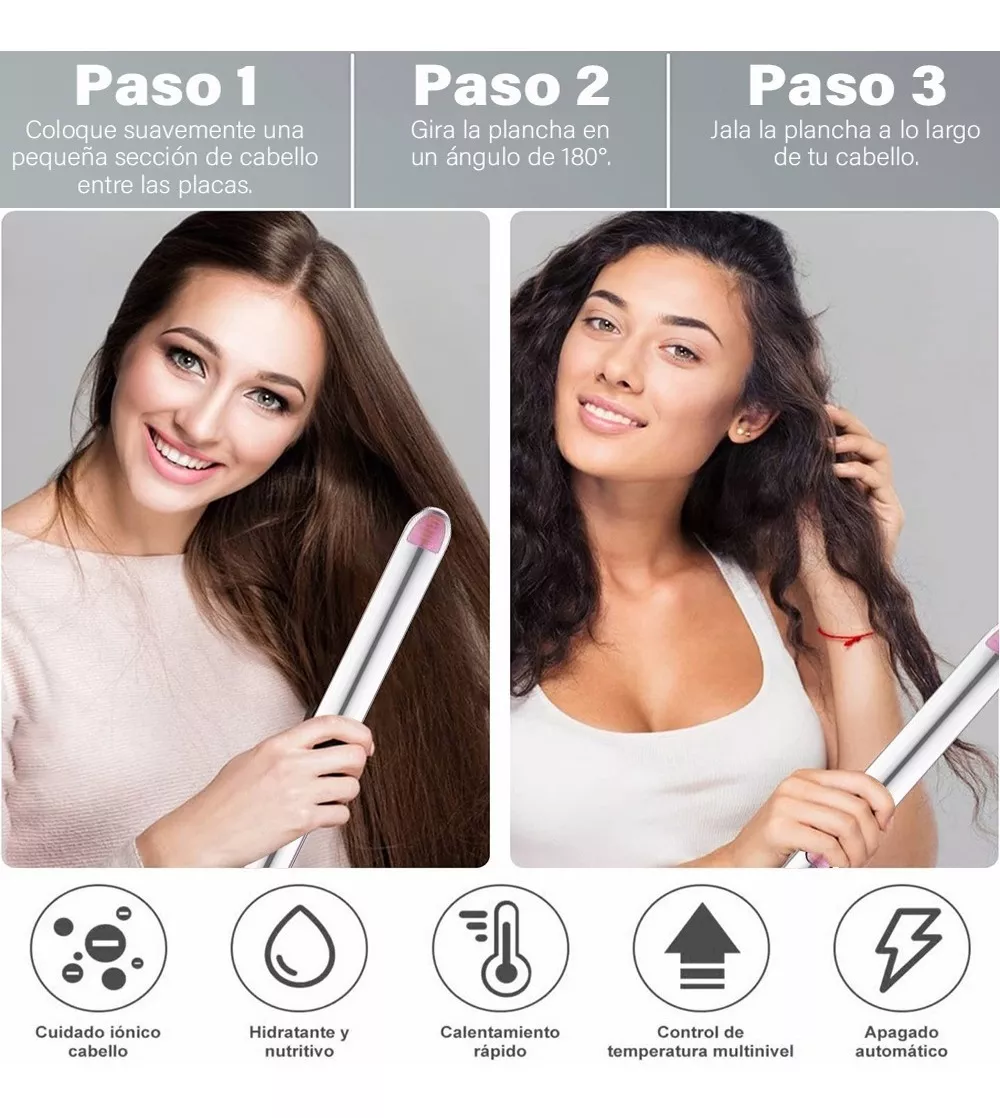 Plancha De Cabello Profesional Con Guantes Y 6 Clips Rosa