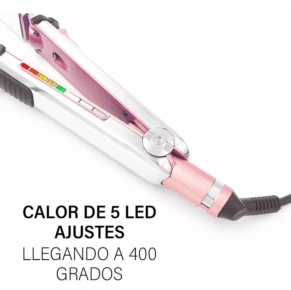 Plancha De Cabello Profesional Con Guantes Y 6 Clips Rosa