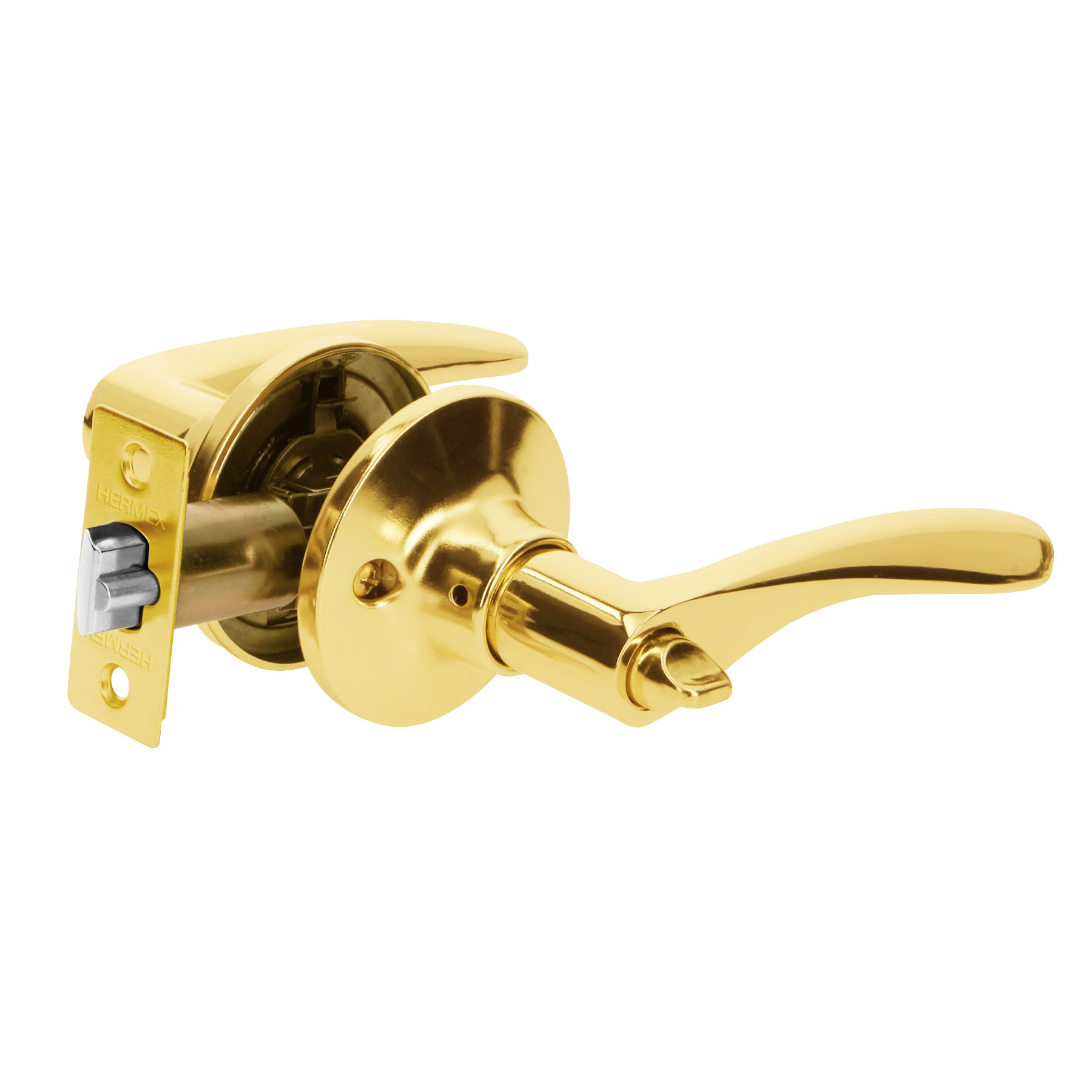 CERRADURA MANIJA RECÁMARA LATÓN BRILLANTE, CIL METAL, HERMEX 20032