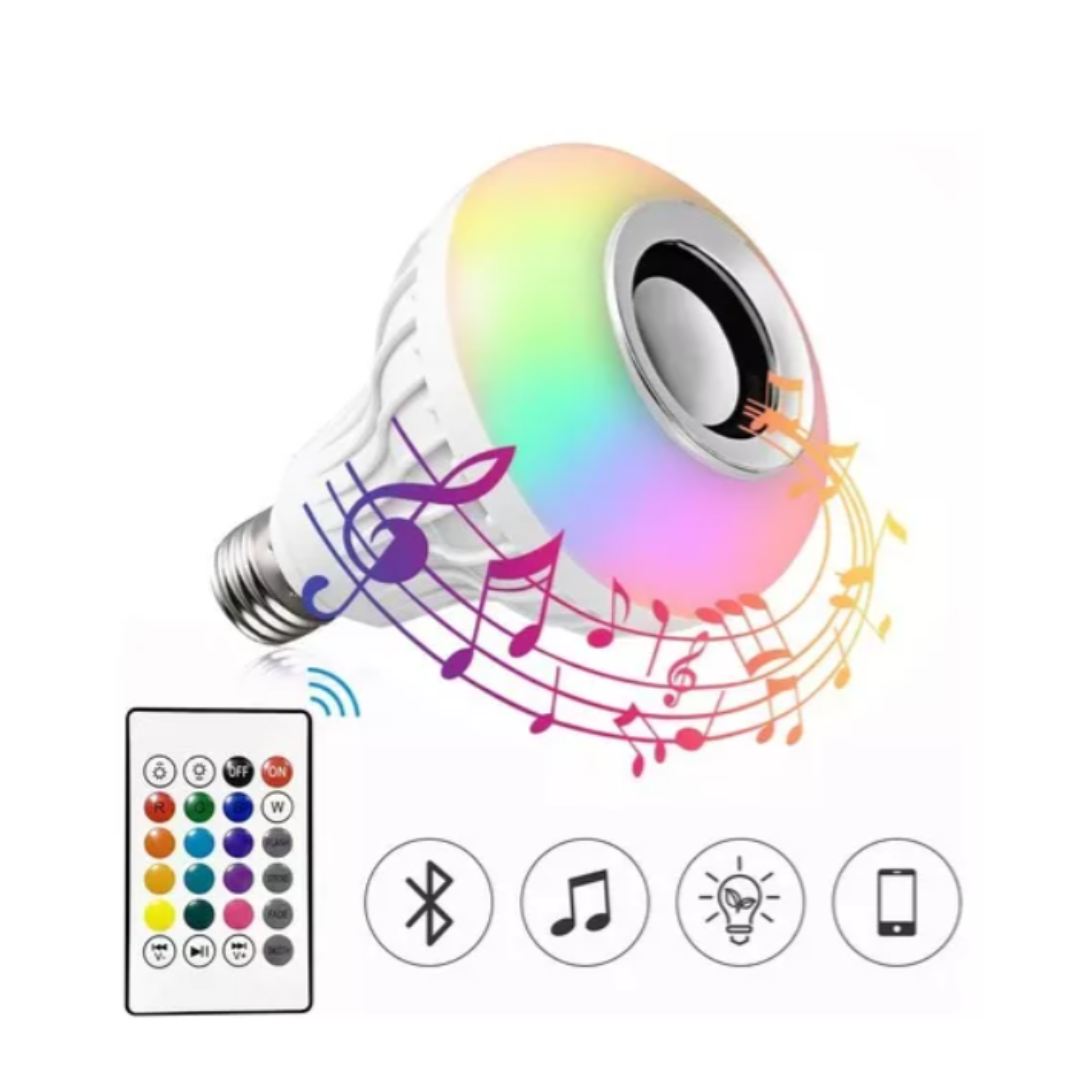 Foco Led Bocina Multicolor Control Bluetooth Inteligente