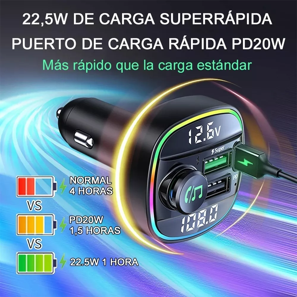 Transmisor Fm Bluetooth 5.0 Modulador De Radio De Coche Mano negro