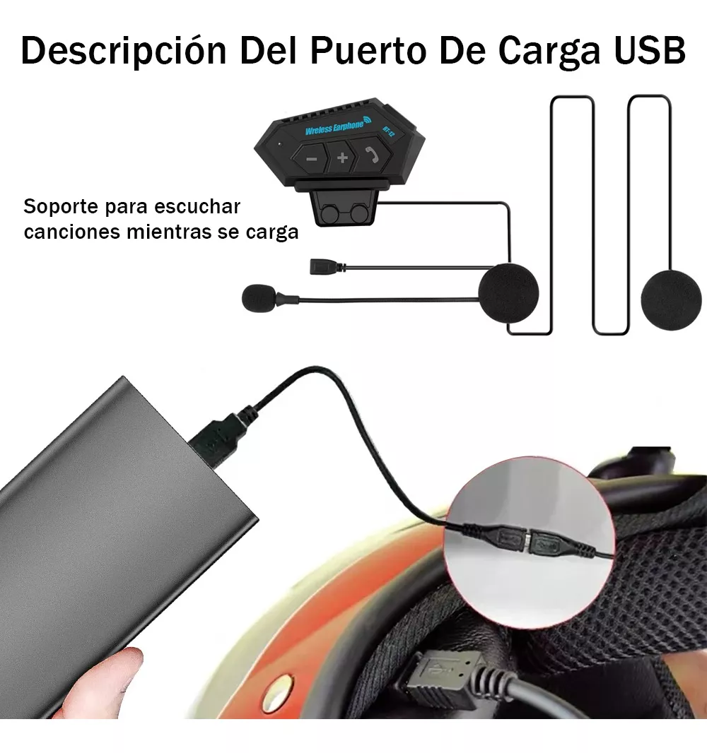 Audífonos Bluetooth 5.0 Edr Para Casco Con Micrófono