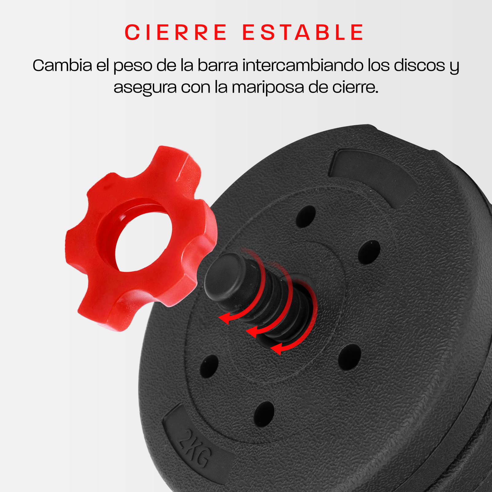 Pesa Ajustable Altera 15KG Multifuncional 4 en 1 Barra Recta + Par de Mancuernas Discos de Diferentes Pesos