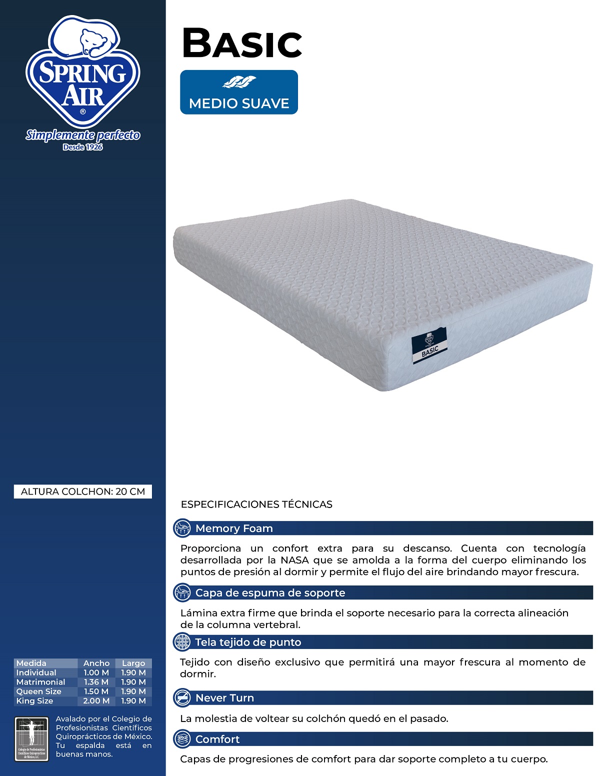 Colchón en Caja Dreams in a Box Spring Air Basic Matrimonial