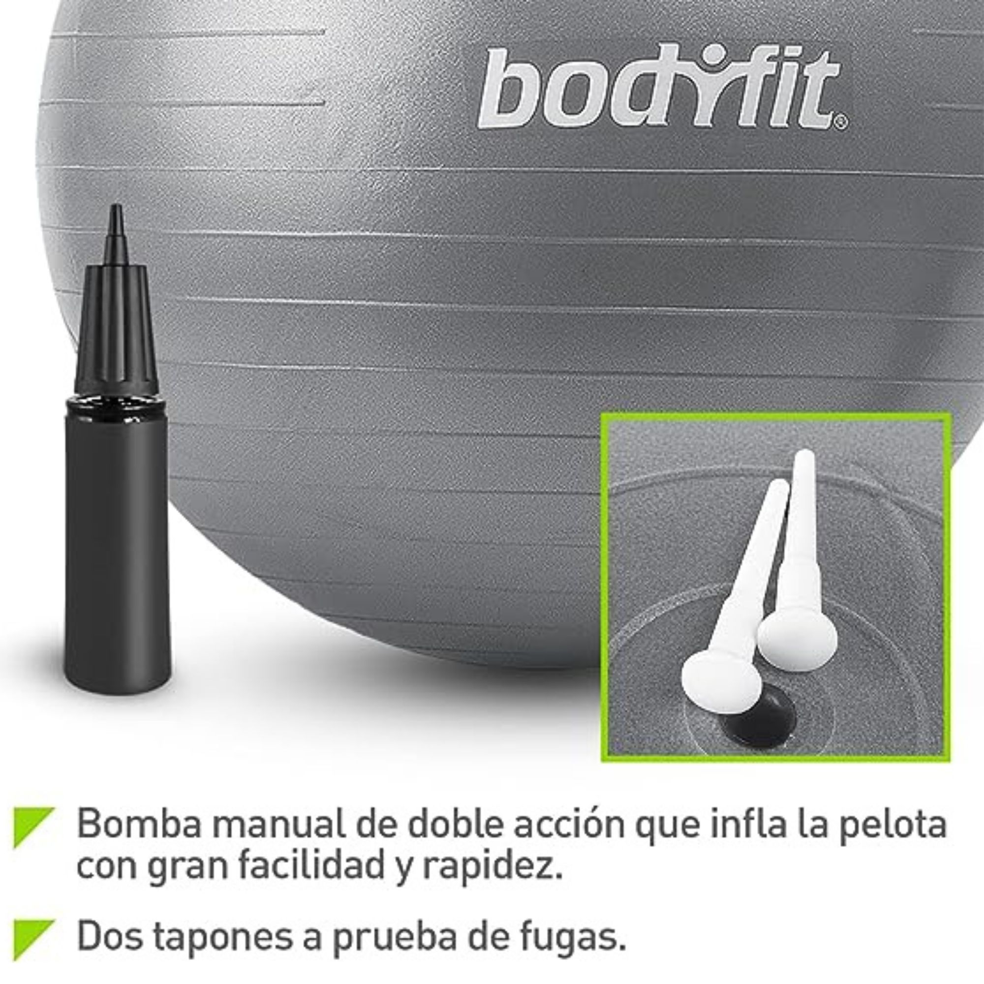 Pelota de Yoga y Fitness Bodyfit 65 cm Gris