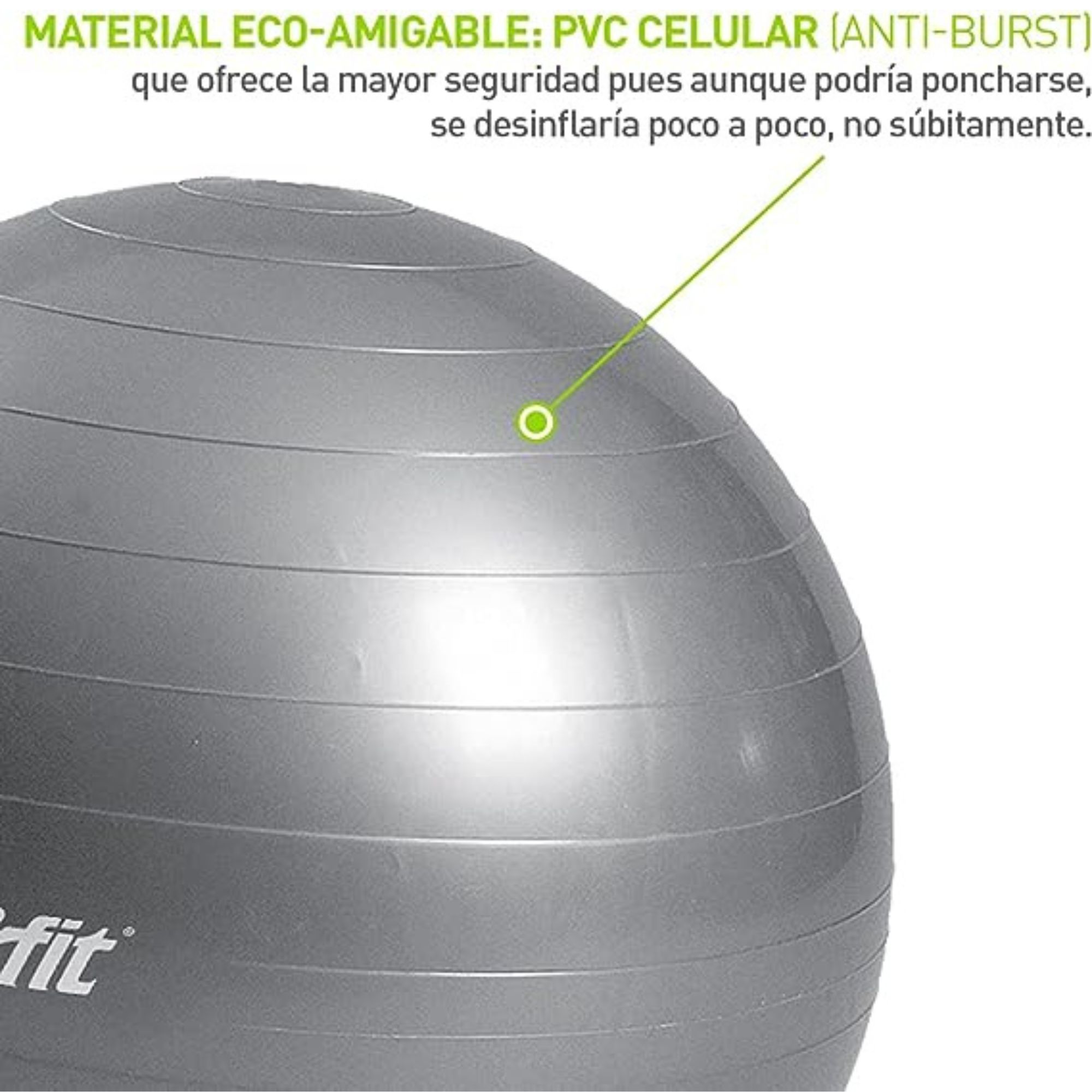 Pelota de Yoga y Fitness Bodyfit 65 cm Gris