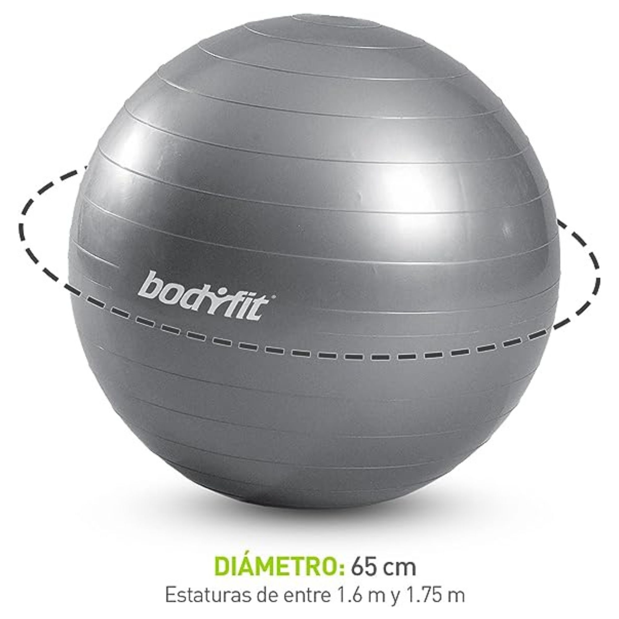 Pelota de Yoga y Fitness Bodyfit 65 cm Gris
