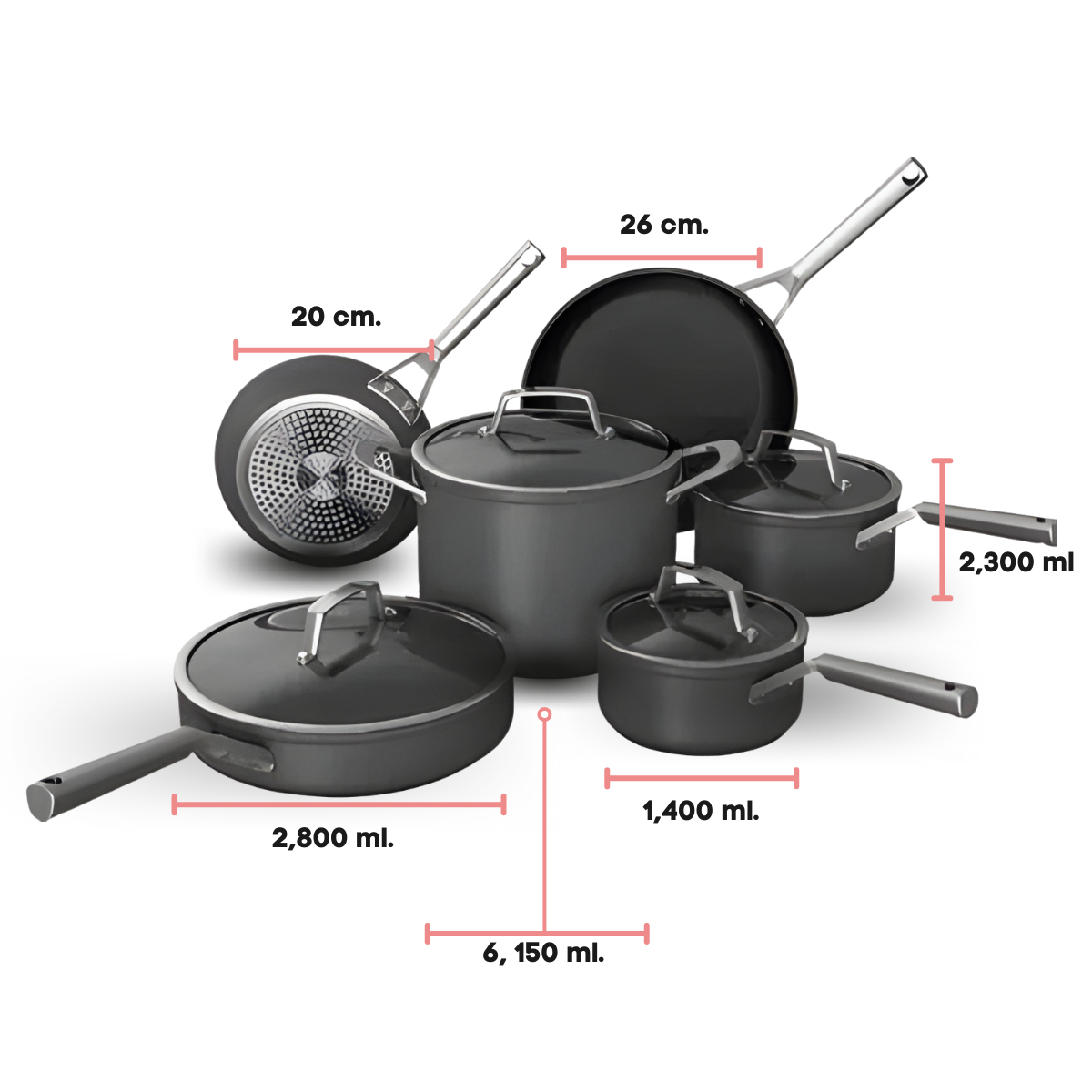 NINJA Batería de Cocina 10 piezas Cookware Set Ninja Foodi NeverStick C39500