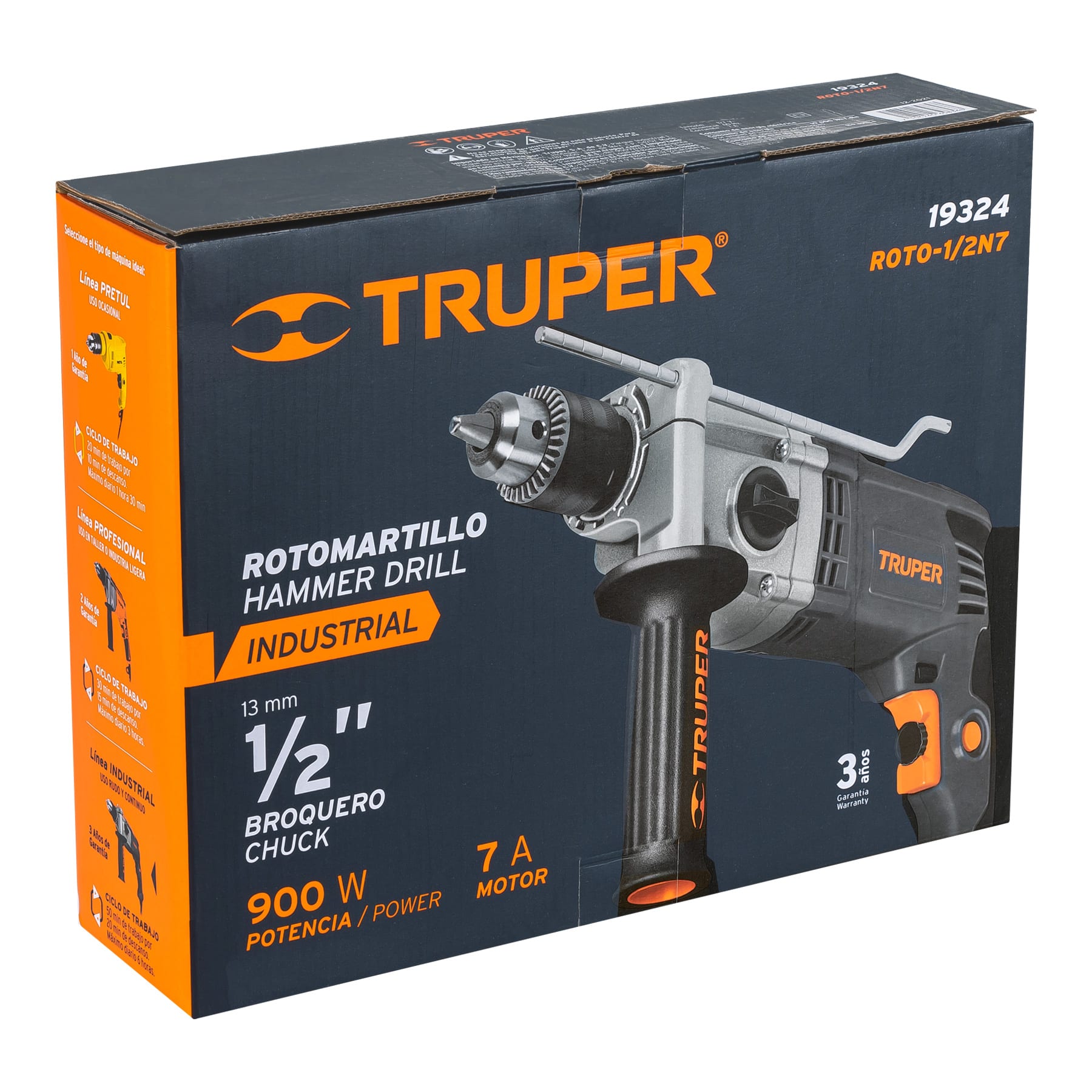 ROTOMARTILLO 1/2" 900 W, INDUSTRIAL, TRUPER 19324